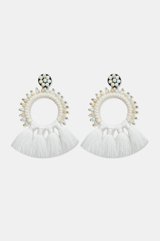 Bead Detail Tassel Dangle Earrings
