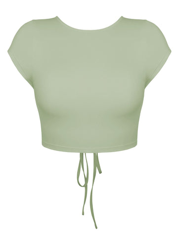 Round Neck Backless Short Sleeve Tee