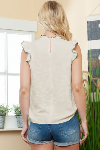 Mock Neck Cap Sleeve Blouse