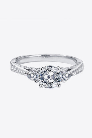 1 Carat Moissanite 4-Prong Side Stone Ring