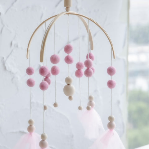 Baby Toys Wooden Baby Rattles Mobile Wool Ball Wind Chimes Bell Toys For Nerbown Bed Hanging Tent Decor Nursing Baby Products