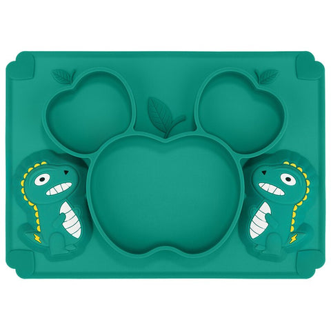 TYRY.HU 1set Baby Dishes Silicone Suction Plate Cute Children Feeding Plate Non-Slip Baby Food Feeding Bowl For Children