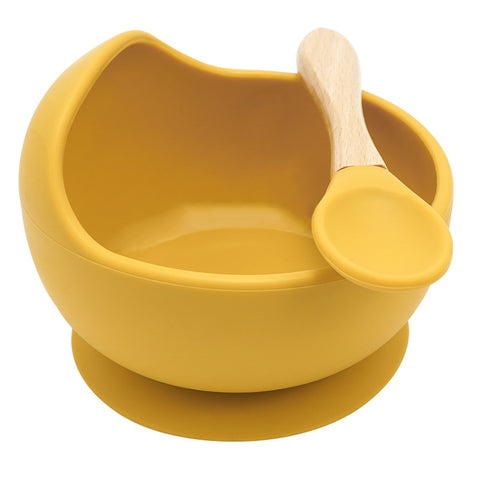New Colors Feeding Set Food Grade Silicone Baby Bowl Set Non-silp Suction Bowl Spoon Kids Dinnerware BPA Free Tableware Dropship