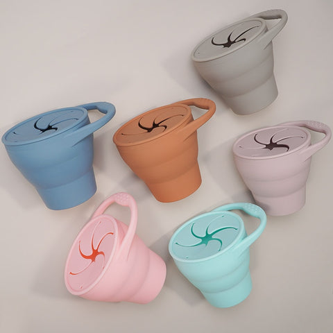 Solid Colors Baby Snack Cup Toddler Portable Food Storage Box BPA Free Silicone Snacks Container With Lid