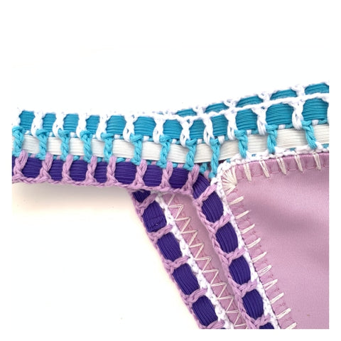 Women Sexy Bikinis Swimwear With Elastic Swimsuit Handmade Crochet Lilac Bikini Sets