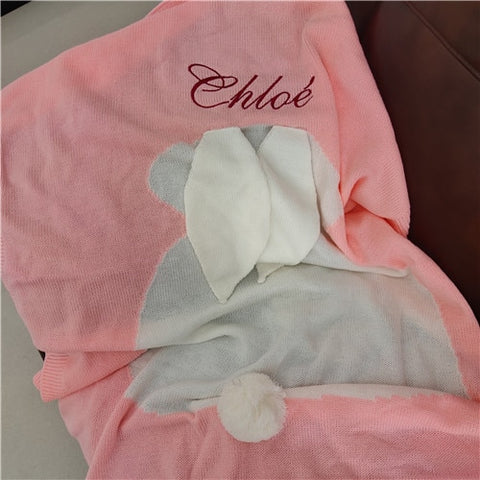 Name Personalised Baby Blankets Knitted Newborn Toddler Blanket For Kid Infant Rabbit Cartoon Plaid Bedding Birthday Gift