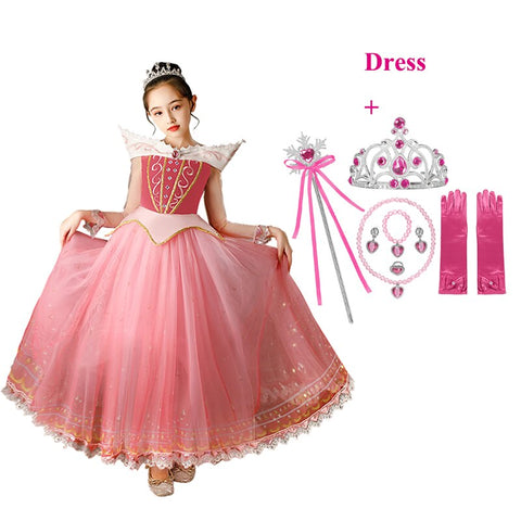 Aurora Princess Girls Dress Sleeping Beauty Dress Up Christmas Cosplay Gown Girls Children Luxury Aurora Halloween Costume