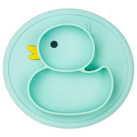 Qshare Baby Duck Dishes Silicone Plate Suction Tray Antislip Mini Mat Toddler Placemat Kids Food Feeding Bowl Baby Tableware