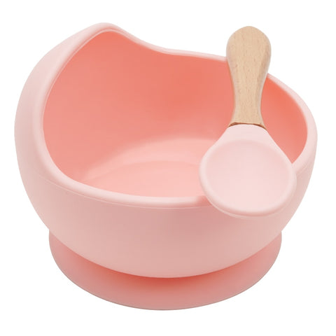 New Colors Feeding Set Food Grade Silicone Baby Bowl Set Non-silp Suction Bowl Spoon Kids Dinnerware BPA Free Tableware Dropship