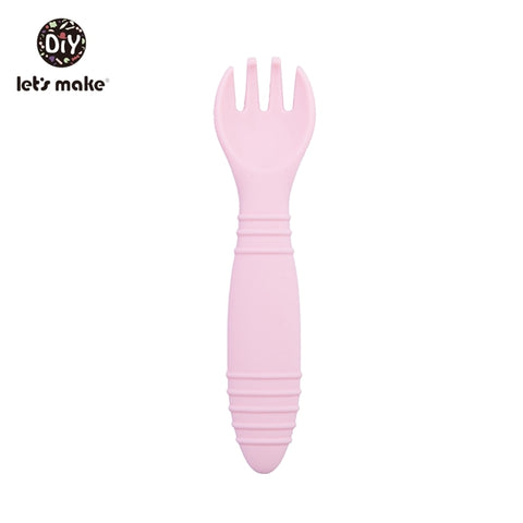 Let&#39;s Make Silicone Baby Feeding Set Waterproof Spoon Fork Non-Slip Feedings Tableware Baby Products Dinnerware For Kid BPA Free
