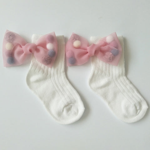 New Baby Girls Socks With Bows Toddlers Infants Cotton Ankle Socks Beading Baby Girls Princess Sock Cute Children Socks