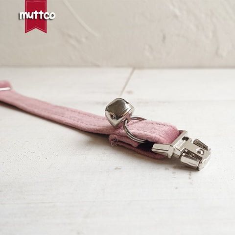 MUTTCO   Adjustable cat collar THE BABY PINK handmade pet products 2 sizes metal buckle double cloth cat collar UCC080