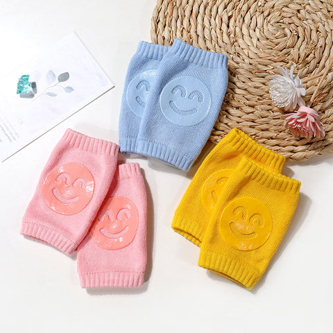 Baby Knee Pads Toddler Crawling Protector Toddler Legs Warmers Leg Protection Elbow Pads Baby Safety Cotton Non Slip Smiley