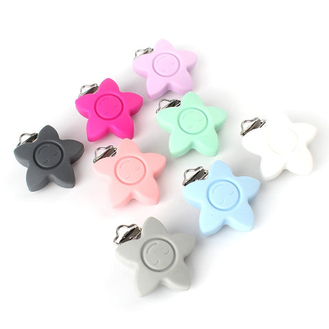 Keep&amp;Grow 2pcs Baby Silicone Teether Clips Pacifier Holder Chains Shape Heart Baby Teething Accessories Products Oral Care Toys