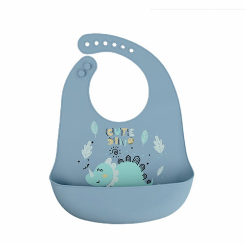 Soft and waterproof baby silicone scarf  cute cartoon print  baby items boys and girls adjustable bibs burp cloths