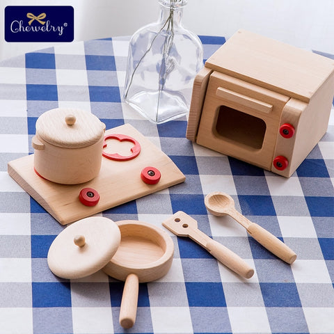Wooden Kitchen Toys Beech Tea Pots Set Pretend Play Baby Toys For Kids Gift Wooden Cutlery Wooden Toddler Kitchen Kids Products
