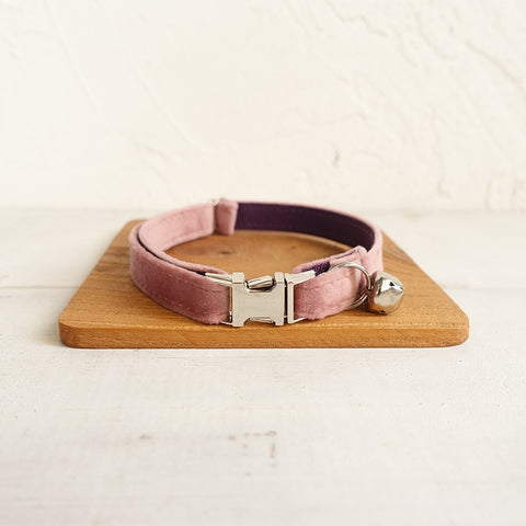 MUTTCO   Adjustable cat collar THE BABY PINK handmade pet products 2 sizes metal buckle double cloth cat collar UCC080