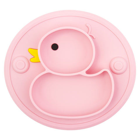 Qshare Baby Duck Dishes Silicone Plate Suction Tray Antislip Mini Mat Toddler Placemat Kids Food Feeding Bowl Baby Tableware