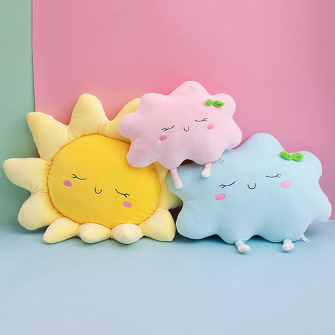 1Pc Sleepy Sun Pink Blue Clouds Pillows Elastic Plush Ultra Soft Stuffed Throw Pillows For Babies Children Cot Car Decor Props