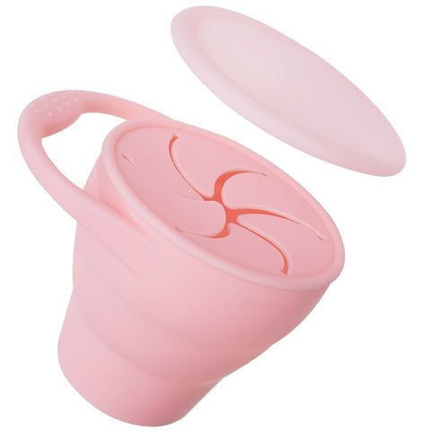 Solid Colors Baby Snack Cup Toddler Portable Food Storage Box BPA Free Silicone Snacks Container With Lid