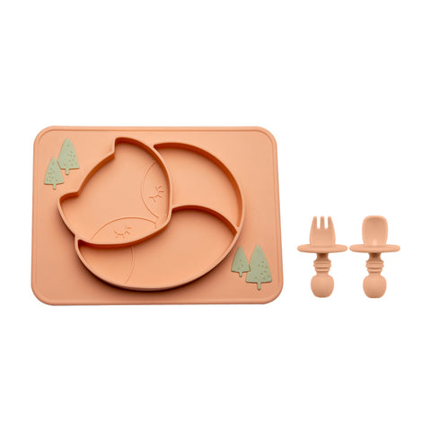 Silicone Baby Plate Food Grade Silicone Feeding Bowl Dining Plate  Cartoon Fox Dishes Suction Toddle Training Tableware Kid