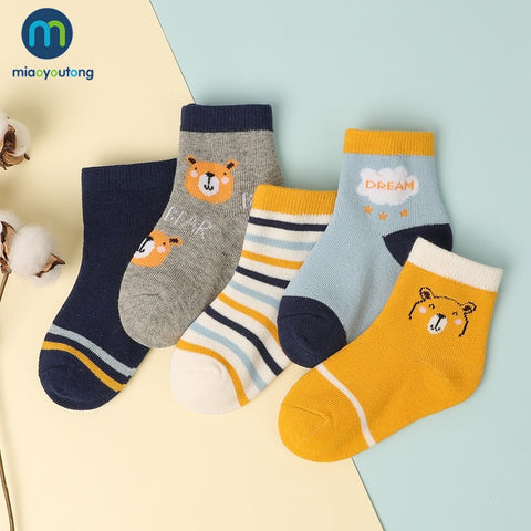 5 Pairs/Lot Bear Lion Cartoon Kids Socks For Children Boys Baby Girl Socks Drawings Cotton New Year&#39;s Socks Women&#39;s Miaoyoutong