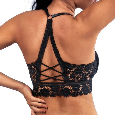 New Women Hollow Out Bralette Solid Color Beauty Back Lace Underwear Sexy Vest Female Add Pad Wireless Bra Seamless Lingerie
