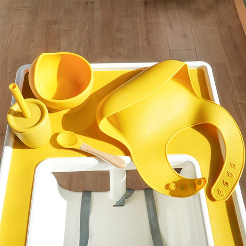 New Colors Feeding Set Food Grade Silicone Baby Bowl Set Non-silp Suction Bowl Spoon Kids Dinnerware BPA Free Tableware Dropship