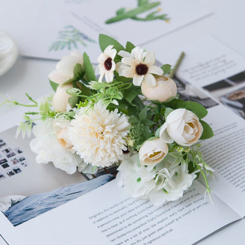 Artificial Flowers Bride Holding Bouquet Wedding Home Decoration Accessories Household Products Silk Hydrangea Cheap Fake Plants