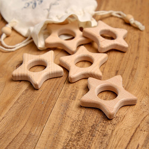 Let&#39;s Make Baby Teether Animal Beech Wood Rings 10PCS Bird Unicorn  DIY Accessories  Teething Toys Baby Products Wooden Teethers