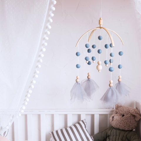 Baby Toys Wooden Baby Rattles Mobile Wool Ball Wind Chimes Bell Toys For Nerbown Bed Hanging Tent Decor Nursing Baby Products