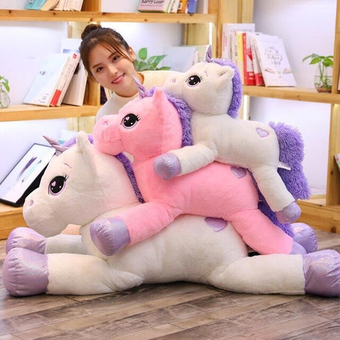 2021 New Arrival large unicorn plush toys cute pink white horse soft doll stuffed animal big toys for children birthday gift