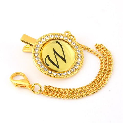 Bling Baby Pacifier Clip Golden Any Initials Letter Pacifiers Chain Holder Baby Dummy Clips Safe Metal Chains