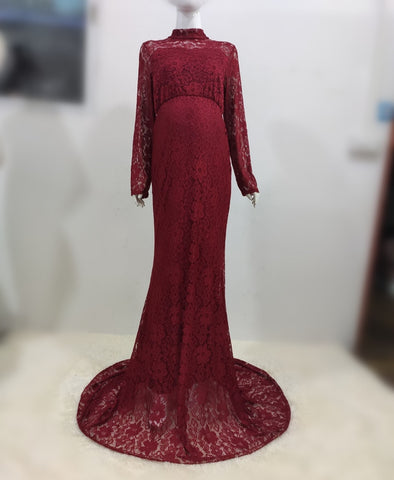 Baby Shower Lace Maternity Dresses For Photo Shoot Long Fancy Pregnancy Dress Elegence Pregnant Women Maxi Gown Photography Prop
