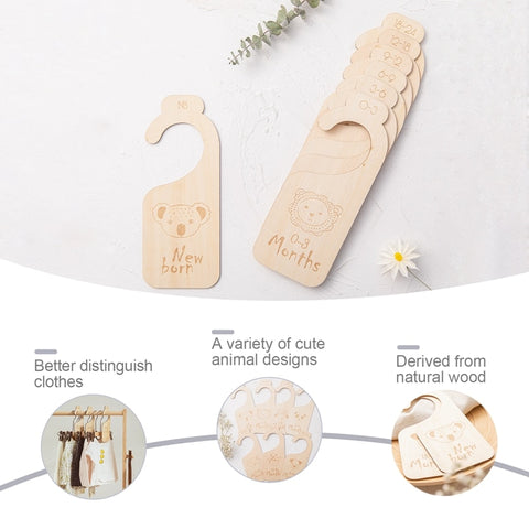11Pc Newborn Supplies Baby Closet Dividers Wood Milestone Nursery Closet Clothes Organizers Baby Wardrobe Dividers New Mom Gift