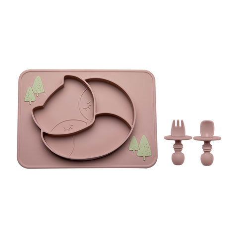 Silicone Baby Plate Food Grade Silicone Feeding Bowl Dining Plate  Cartoon Fox Dishes Suction Toddle Training Tableware Kid