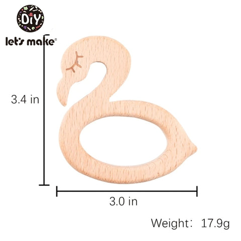 Let&#39;s Make Baby Teether Animal Beech Wood Rings 10PCS Bird Unicorn  DIY Accessories  Teething Toys Baby Products Wooden Teethers