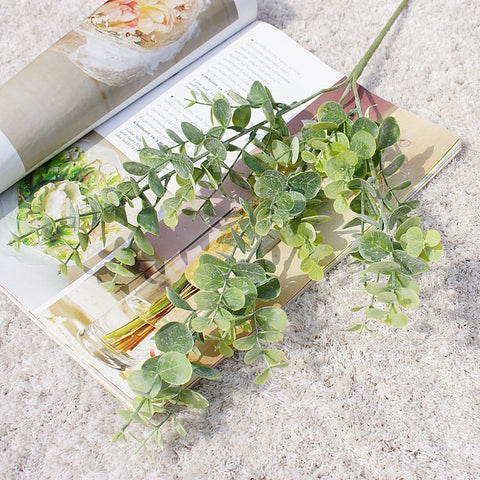 3Fork Eucalyptus Leaf Artificial Flowers Home Decoration Ornaments Wedding Photography DIY Vases for Household Products