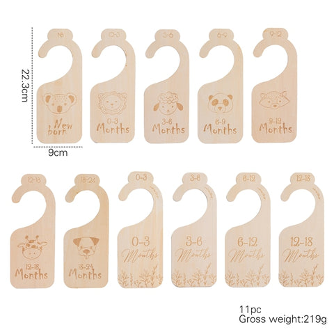 11Pc Newborn Supplies Baby Closet Dividers Wood Milestone Nursery Closet Clothes Organizers Baby Wardrobe Dividers New Mom Gift