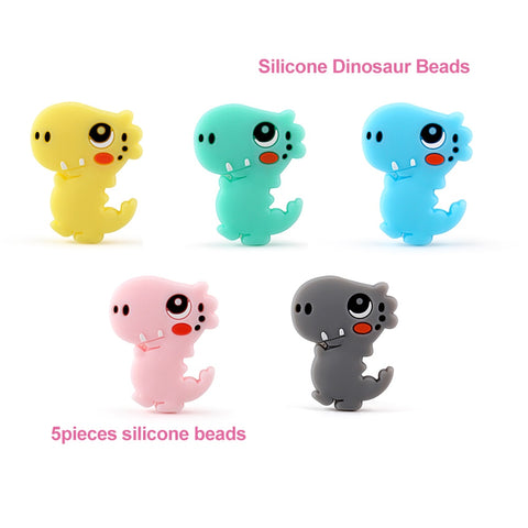 5pcs Silicone Animal Cartoon Baby Beads Teether Koala Cat Dog Bear For Pacifier Clips Beads Newborn Food grade Teething Products