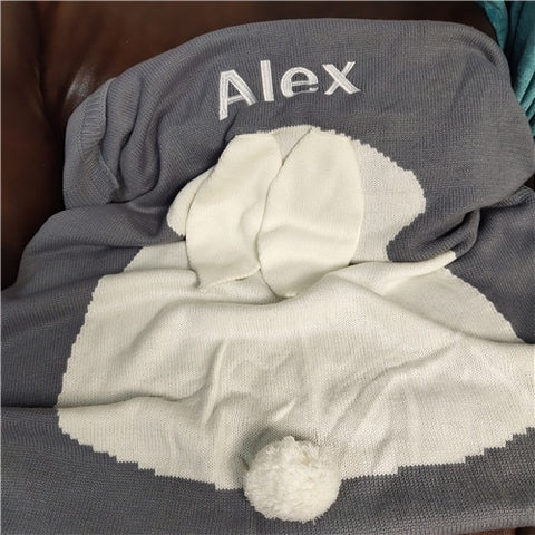 Name Personalised Baby Blankets Knitted Newborn Toddler Blanket For Kid Infant Rabbit Cartoon Plaid Bedding Birthday Gift