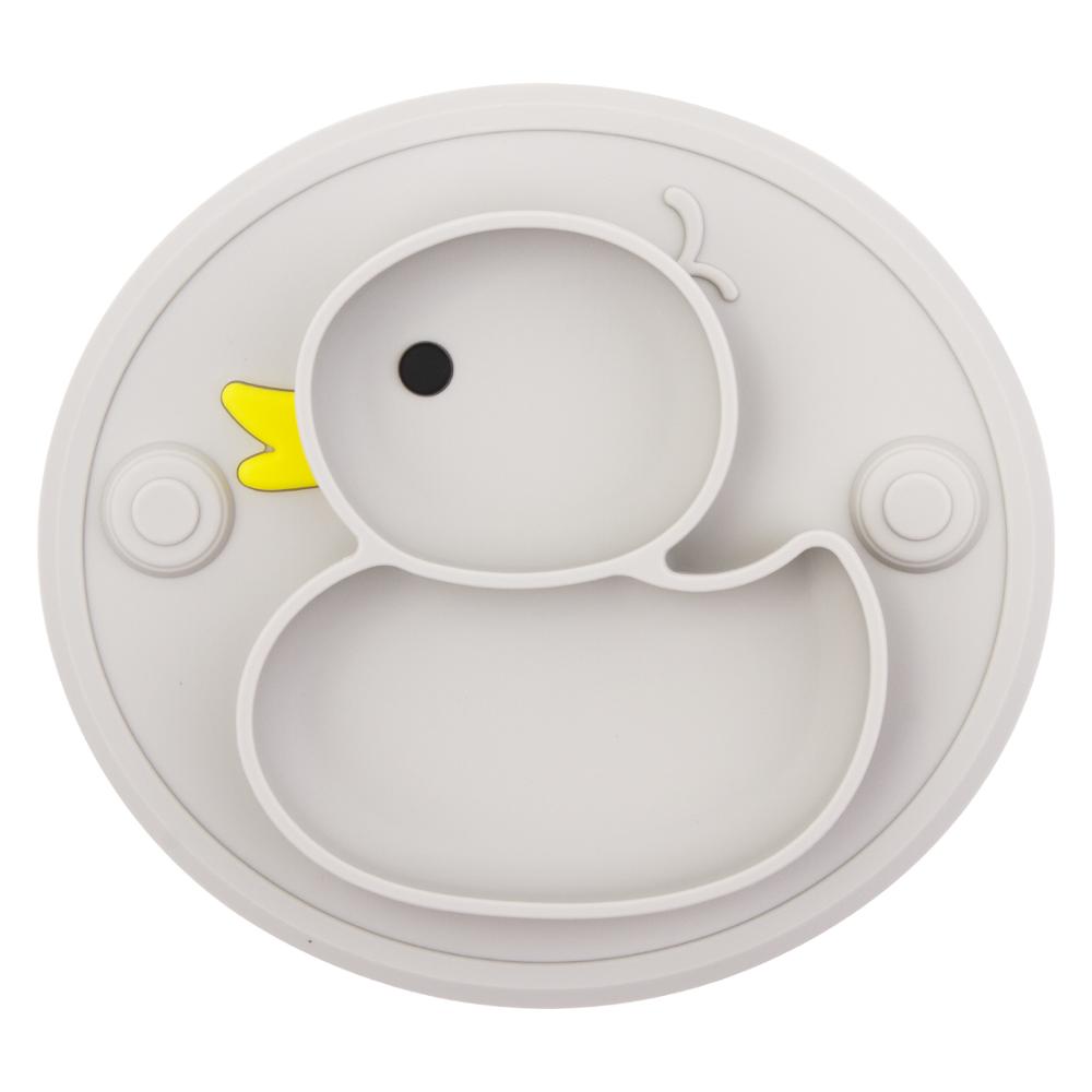 Qshare Baby Duck Dishes Silicone Plate Suction Tray Antislip Mini Mat Toddler Placemat Kids Food Feeding Bowl Baby Tableware