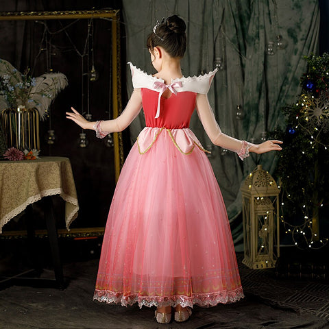 Aurora Princess Girls Dress Sleeping Beauty Dress Up Christmas Cosplay Gown Girls Children Luxury Aurora Halloween Costume