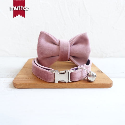 MUTTCO   Adjustable cat collar THE BABY PINK handmade pet products 2 sizes metal buckle double cloth cat collar UCC080