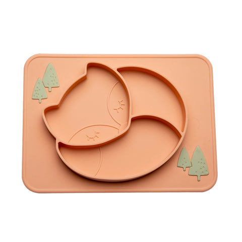 Silicone Baby Plate Food Grade Silicone Feeding Bowl Dining Plate  Cartoon Fox Dishes Suction Toddle Training Tableware Kid