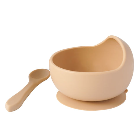 New Colors Feeding Set Food Grade Silicone Baby Bowl Set Non-silp Suction Bowl Spoon Kids Dinnerware BPA Free Tableware Dropship