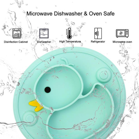 Qshare Baby Duck Dishes Silicone Plate Suction Tray Antislip Mini Mat Toddler Placemat Kids Food Feeding Bowl Baby Tableware