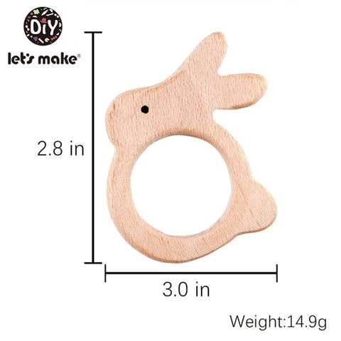 Let&#39;s Make Baby Teether Animal Beech Wood Rings 10PCS Bird Unicorn  DIY Accessories  Teething Toys Baby Products Wooden Teethers