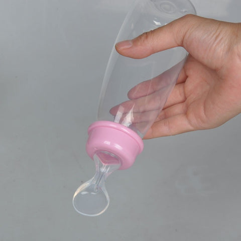 Newborn Baby Squeezing Feeding Bottle Silicone Training Rice Spoon Infant Cereal Food Supplement Feeder Safe Tableware Tools