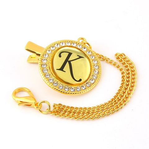 Bling Baby Pacifier Clip Golden Any Initials Letter Pacifiers Chain Holder Baby Dummy Clips Safe Metal Chains